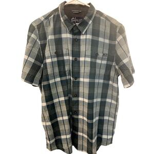 Jack O'Neill Mens Medium Blue Grey Plaid Short Sleeve Button Down Cotton Shirt